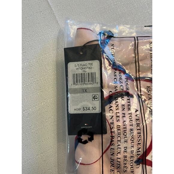 Tommy Hilfiger V-Neck Cotton T-‎ Shirt Pink Hearts Print , Size 1X - Picture 5 of 5